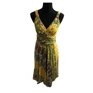 Vintage Marc Jacobs Ikat Tribal Sundress Green Gold 2